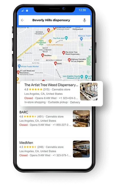beverly hills dispensary mobile phone location