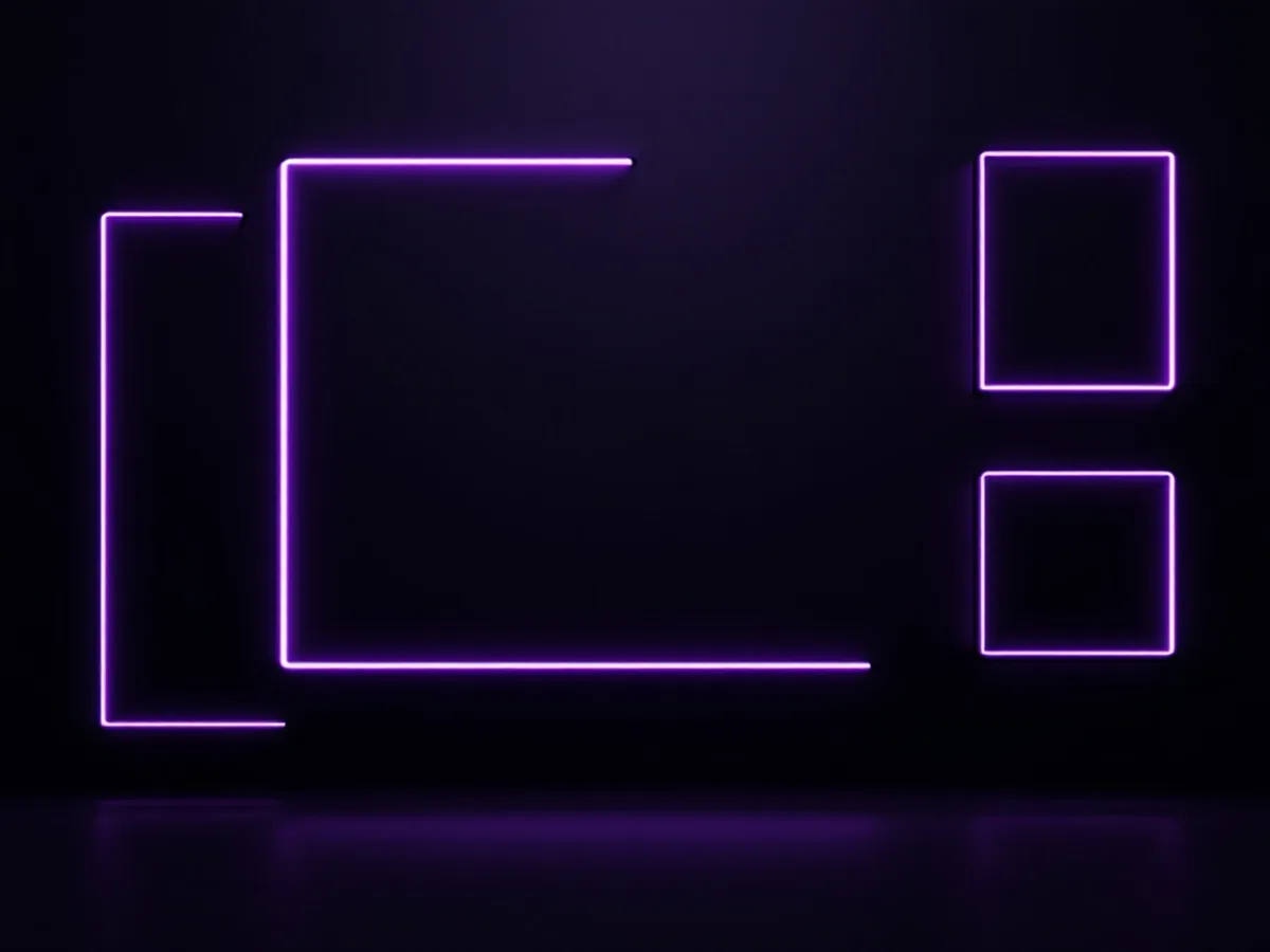 Blank advertisement frames of different sizes floating in dark space