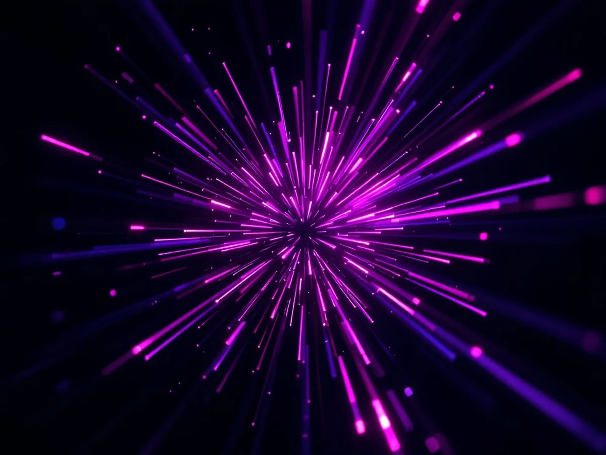 A burst of violet light shards radiating from a dark centre