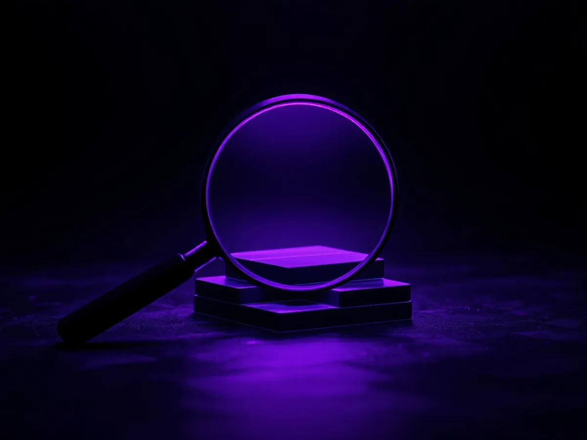 A magnifier over a ranked stack of glowing bars
