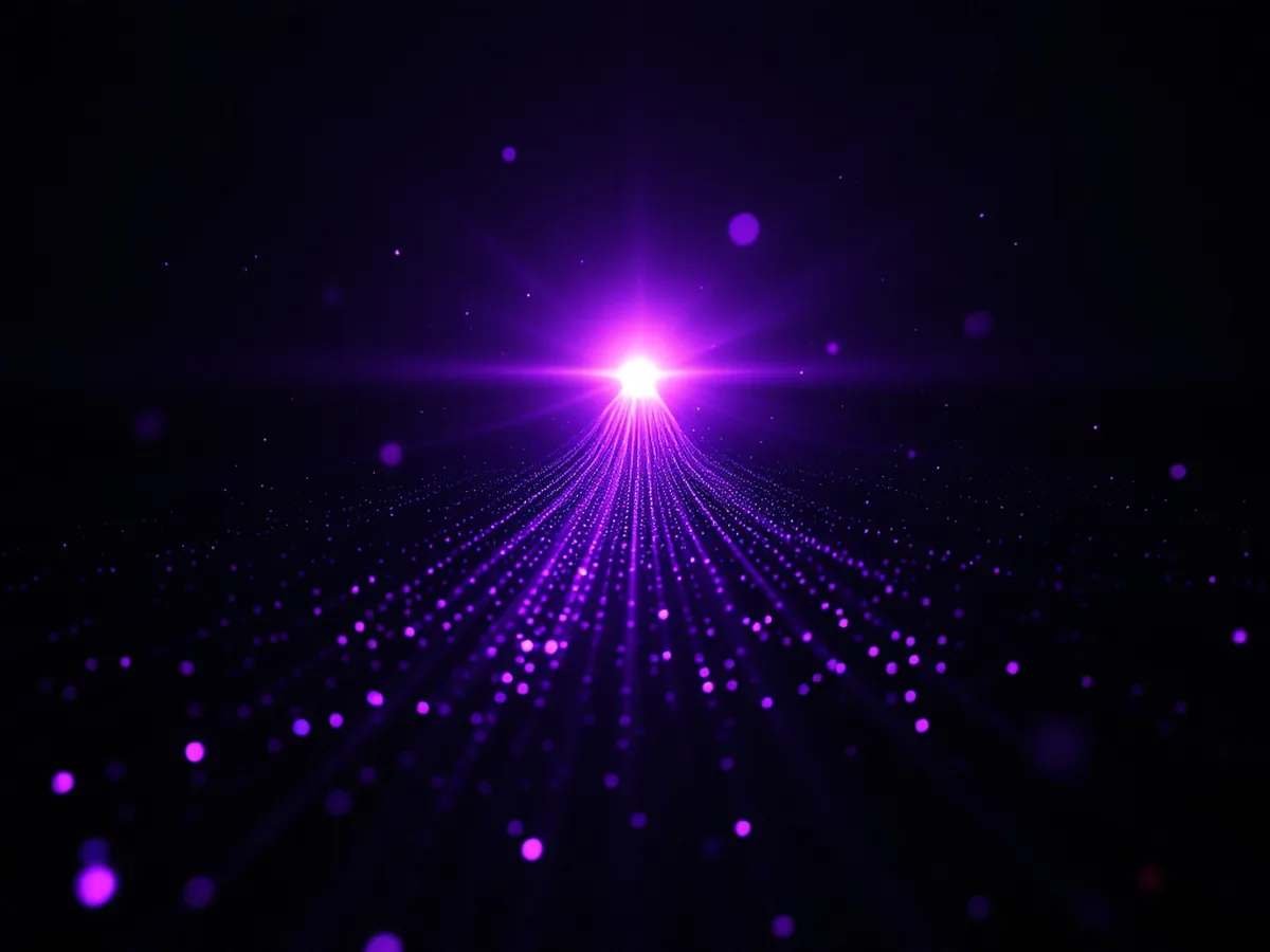 Streams of light particles flowing toward one destination