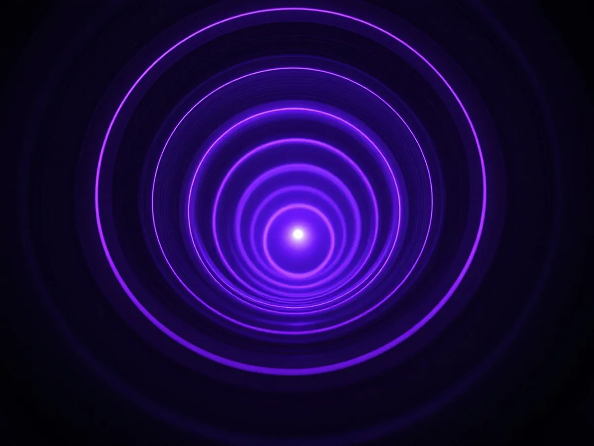 A funnel of light rings narrowing toward a single bright point