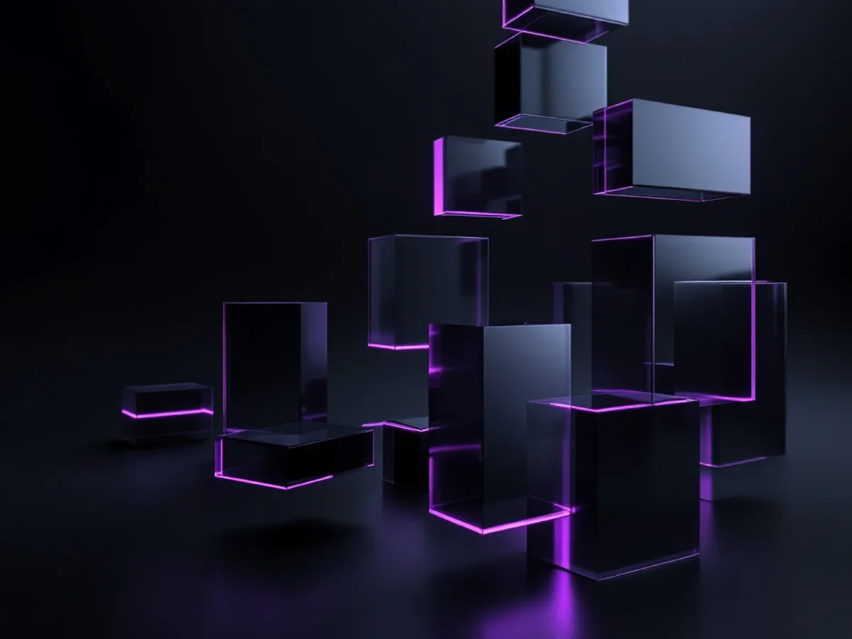 Modular glass content blocks assembling into a page layout