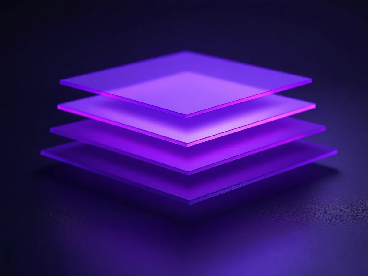 Translucent panels stacking upward in sequence
