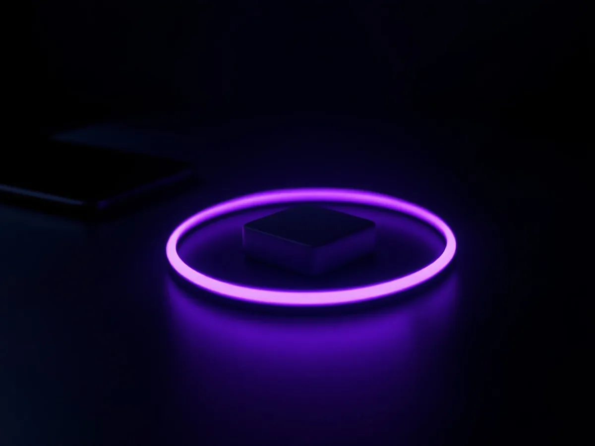 A progress ring completing around a small glowing package form